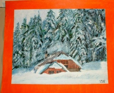 Peinture intitulée "Paysage de neige -…" par Francis Privet, Œuvre d'art originale