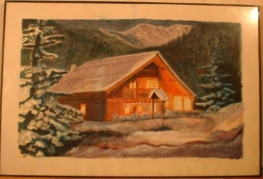 Peinture intitulée "Paysage de neige" par Francis Privet, Œuvre d'art originale
