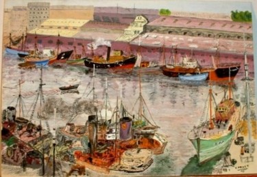 Peinture intitulée "Port" par Francis Privet, Œuvre d'art originale