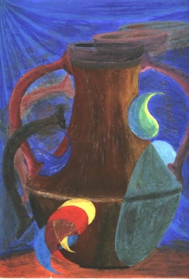 Peinture intitulée "Cruche stylisée" par Francis Privet, Œuvre d'art originale