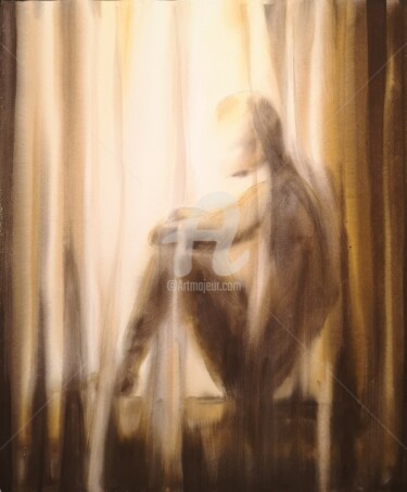 Painting titled "behind the curtain I" by Tatjana Schmidt, Original Artwork, Watercolor