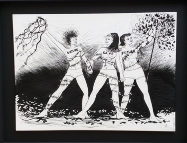 Drawing titled "Revolution Nature" by Patricia Schmitzer, Original Artwork, Ink