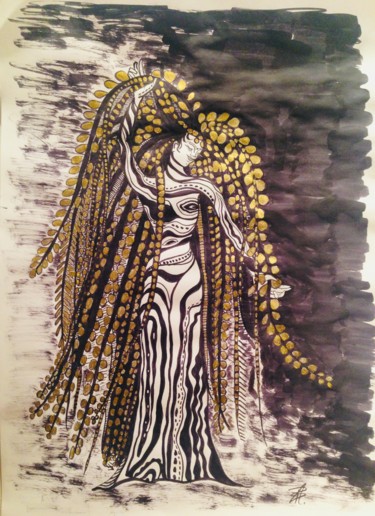 Disegno intitolato "Mata Hari.jpeg" da Patricia Schmitzer, Opera d'arte originale, Inchiostro