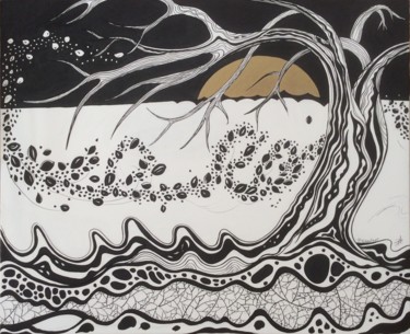 Dessin intitulée "le vent se leve .jp…" par Patricia Schmitzer, Œuvre d'art originale, Encre