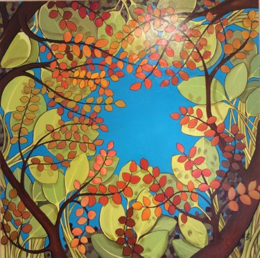 Peinture intitulée "Dehors le ciel est…" par Patricia Schmitzer, Œuvre d'art originale, Huile Monté sur Châssis en bois