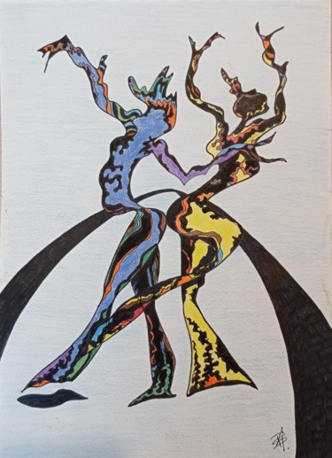 Painting titled "Dancing" by Patricia Schmitzer, Original Artwork, Ink