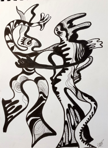Drawing titled "Disco" by Patricia Schmitzer, Original Artwork, Ink