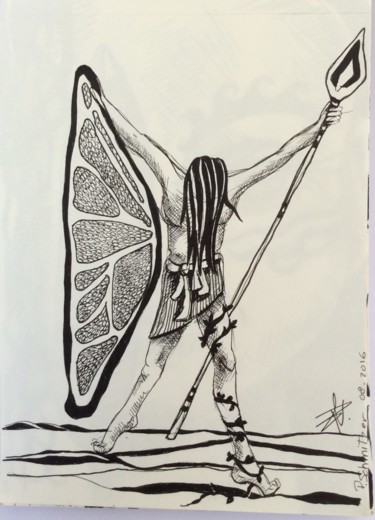 Drawing titled "Guerrier.jpeg" by Patricia Schmitzer, Original Artwork