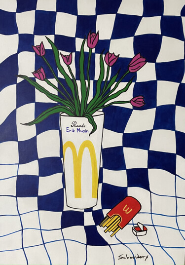 Painting titled "McDonalds" by Liza Schneider, Original Artwork, Acrylic