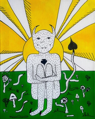 Malerei mit dem Titel "Devil in garden" von Liza Schneider, Original-Kunstwerk, Acryl
