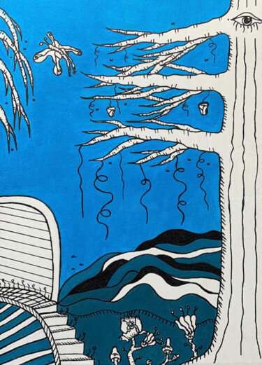 Peinture intitulée "Magic blue forest" par Liza Schneider, Œuvre d'art originale, Acrylique