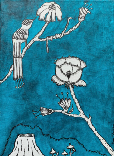 Malerei mit dem Titel "Blue garden" von Liza Schneider, Original-Kunstwerk, Acryl Auf Keilrahmen aus Holz montiert