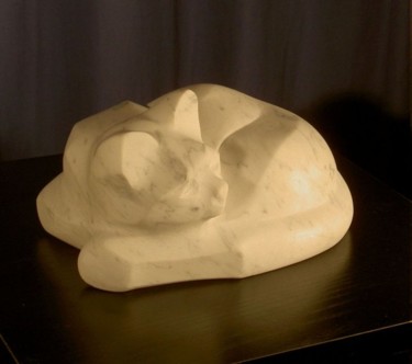 Sculpture titled "la douceur  chat" by Domitille Et David Schneider, Original Artwork, Stone
