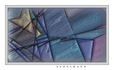 印花与版画 标题为“PRR,BLUE” 由Schoelmann, 原创艺术品, 丙烯 安装在纸板上