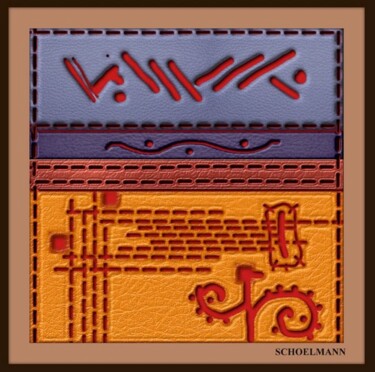 Incisioni, stampe intitolato "leather Imagined" da Schoelmann, Opera d'arte originale, Pittura digitale Montato su Cartone