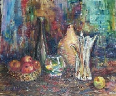 Painting titled "Still life with a f…" by Scholar, Original Artwork, Oil