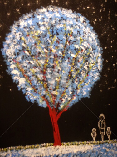 Ζωγραφική με τίτλο "mon arbre" από Patrice Schreiber, Αυθεντικά έργα τέχνης, Ακρυλικό