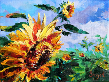 Peinture intitulée "Sunflower Oil paint…" par Lena Shugart, Œuvre d'art originale, Huile Monté sur Châssis en bois
