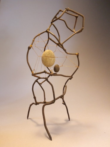 Sculpture titled "Composition avec de…" by François Schwoebel, Original Artwork, Metals