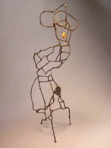 Sculpture titled "Composition avec un…" by François Schwoebel, Original Artwork, Metals