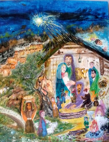 "Natività" başlıklı Tablo Maria Silveria Sciarra tarafından, Orijinal sanat, Zamklı boya