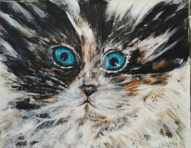Pintura intitulada "Scared cat" por Maria Silveria Sciarra, Obras de arte originais
