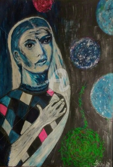Pittura intitolato "Donna al centro del…" da Maria Silveria Sciarra, Opera d'arte originale, Tempera