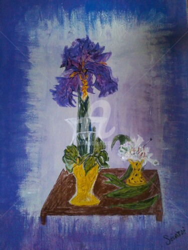 Pittura intitolato "Vaso in cristallo e…" da Maria Silveria Sciarra, Opera d'arte originale, Acrilico