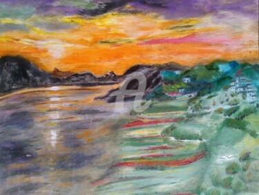 Malerei mit dem Titel "Il sole tramonta su…" von Maria Silveria Sciarra, Original-Kunstwerk, Tempera