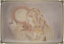 Pittura intitolato "donna lupo" da Orazio Scilimpa, Opera d'arte originale