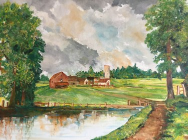Painting titled "The Farm" by Sergio Scilironi, Original Artwork, Oil