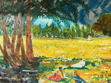 Painting titled "The Picnic" by Sergio Scilironi, Original Artwork, Oil