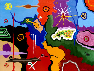 Schilderij getiteld "Pruebas de pintura 2" door Sciortino, Origineel Kunstwerk, Olie Gemonteerd op Houten paneel
