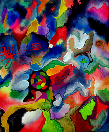 Painting titled "Nebulosas de color" by Sciortino, Original Artwork, Acrylic Mounted on Wood Panel