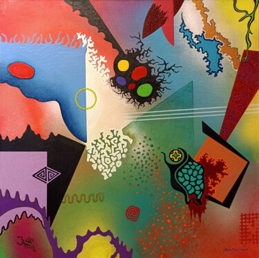Painting titled "Composición abstrac…" by Sciortino, Original Artwork, Acrylic Mounted on Other rigid panel