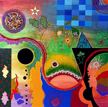 Картина под названием "Naturaleza abstract…" - Sciortino, Подлинное произведение искусства, Акрил Установлен на Деревянная п…