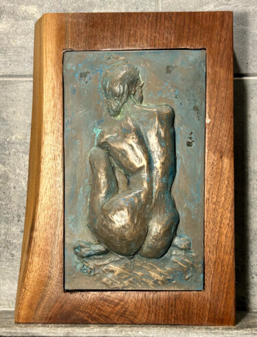 Sculpture titled "Resting Pensively" by Scott Camazine, Original Artwork, Casting Mounted on Wood Panel