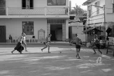 Photography titled "Young monks playing…" by Scott Gregory Banner, Original Artwork, Digital Photography