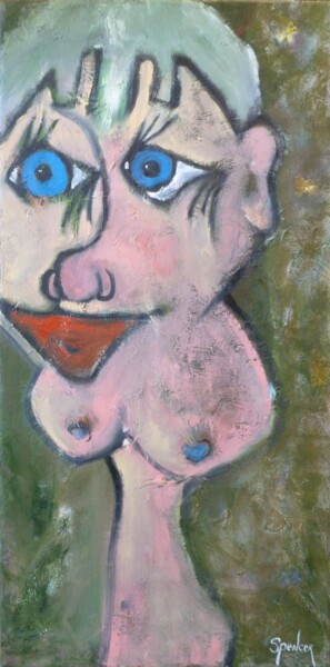 Painting titled "Buxom Beauty" by Scott Spencer, Original Artwork, Oil Mounted on Wood Stretcher frame