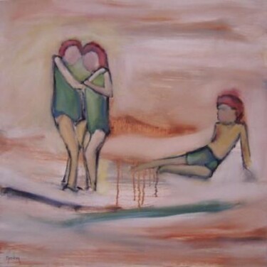 Painting titled "Beach Children 3" by Scott Spencer, Original Artwork, Oil