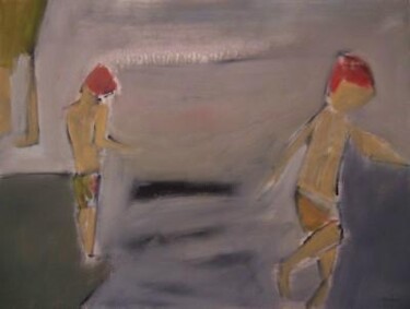 Painting titled "Beach Children" by Scott Spencer, Original Artwork, Oil