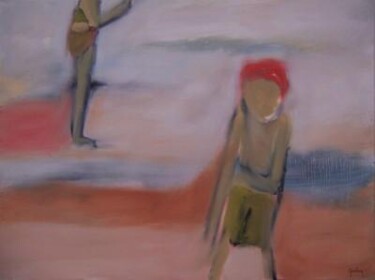 Schilderij getiteld "Beach Children 2" door Scott Spencer, Origineel Kunstwerk, Olie