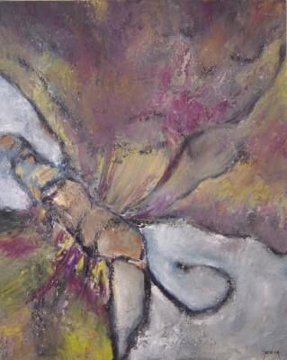Картина под названием "Butterfly" - Scott Spencer, Подлинное произведение искусства, Масло Установлен на Деревянная рама для…