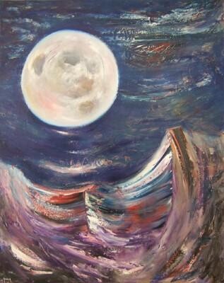 Картина под названием "Perigee" - Scott Spencer, Подлинное произведение искусства, Масло Установлен на Деревянная рама для н…