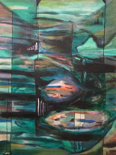 Картина под названием "Visions" - Scott Spencer, Подлинное произведение искусства, Акрил Установлен на Деревянная рама для н…