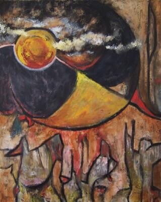 Картина под названием "Days On End" - Scott Spencer, Подлинное произведение искусства, Масло Установлен на Деревянная рама д…