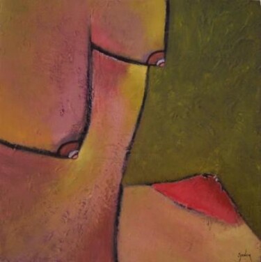 Painting titled "Stemming from Red" by Scott Spencer, Original Artwork, Oil Mounted on Wood Stretcher frame