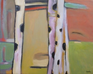 Painting titled "Birches (SOLD)" by Scott Spencer, Original Artwork, Oil Mounted on Wood Stretcher frame