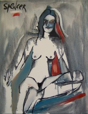 Painting titled "Lady Tuesday" by Scott Spencer, Original Artwork, Oil Mounted on Wood Stretcher frame