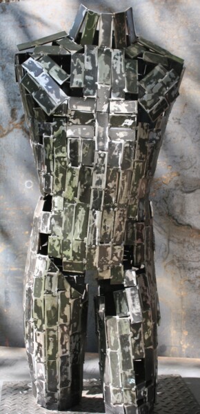 Skulptur mit dem Titel "The holes in my ill…" von Scott Wilkes, Original-Kunstwerk, Metalle